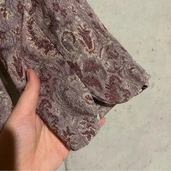 Edun Women's Floral Print Metallic Three Button Blazer 3/4 Sleeves Multicolor M - Picture 8 of 11